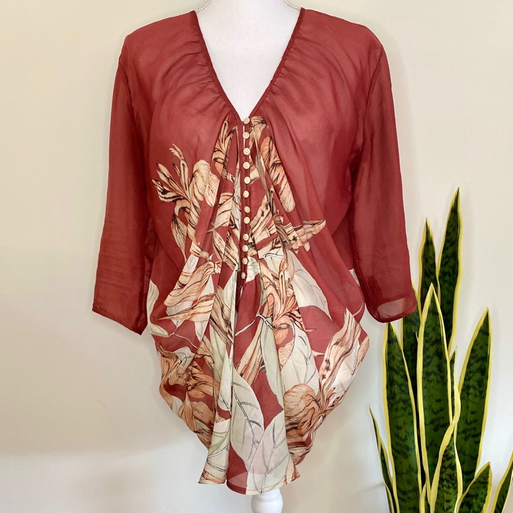 New York & Company Floral Top-XS